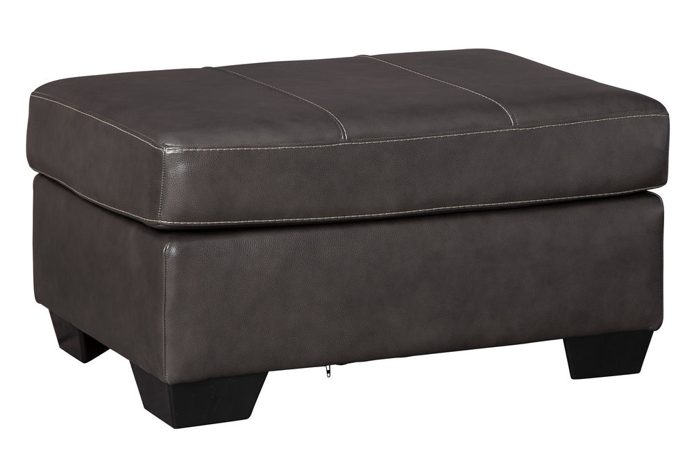 Morelos Gray Leather Ottoman