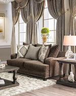 Pauline Dark Brown Chenille Loveseat