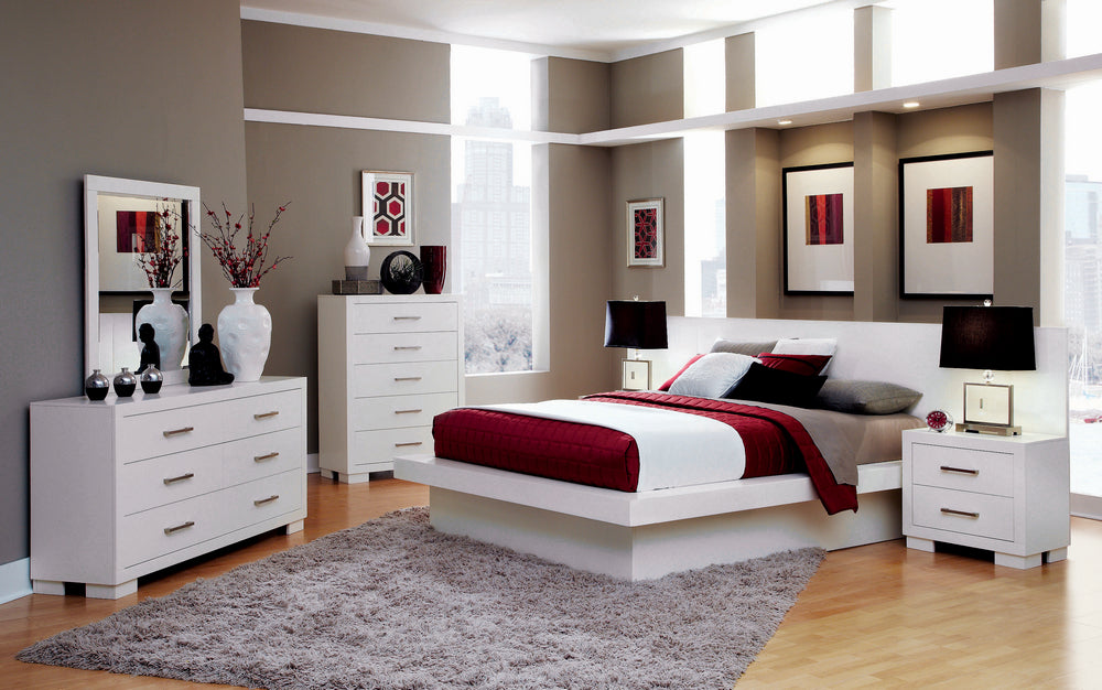 Jessica 7-Pc White Wood Queen Platform Bedroom Set