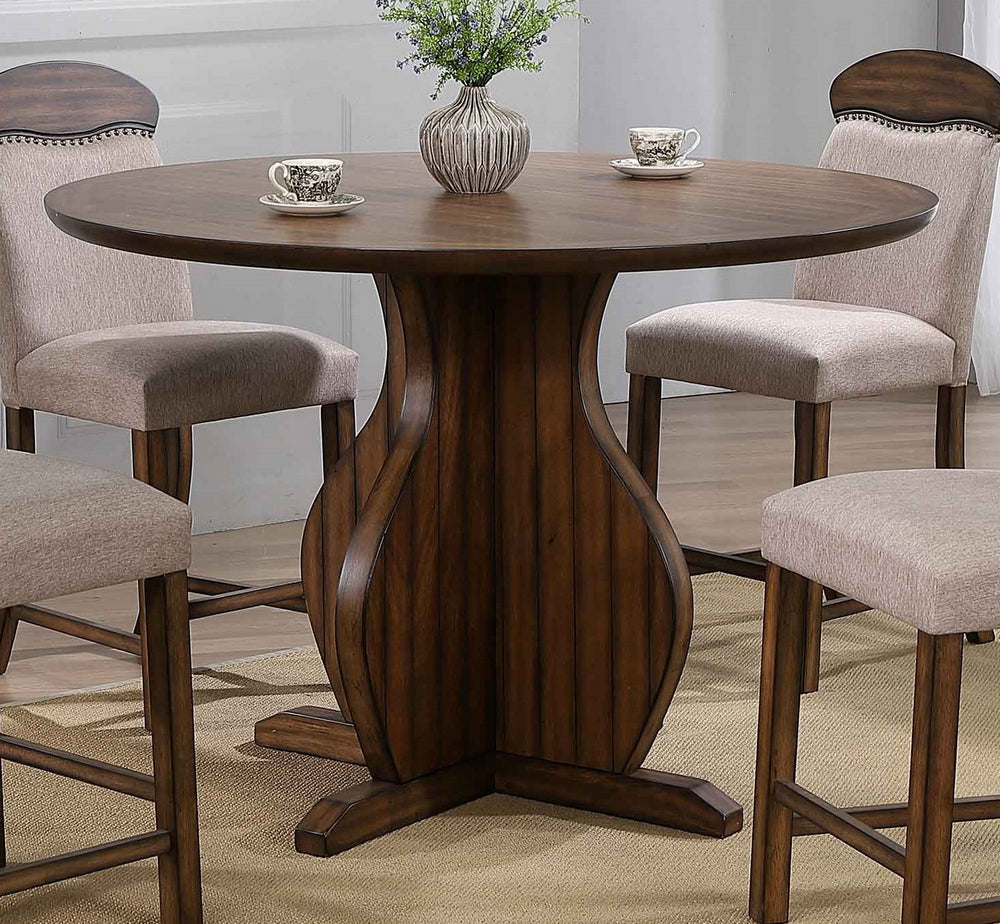 Maurice Oak Wood Round Counter Height Table