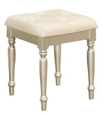 Celandine Silver Bi-Cast Vinyl/Wood Vanity Stool