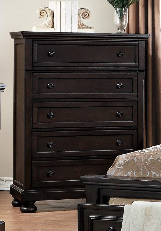 Begonia Gray Wood 5-Drawer Chest