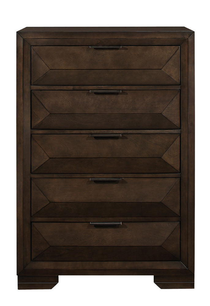 Chesky Warm Espresso Wood 5-Drawer Chest