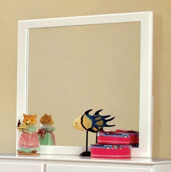 Prismo Mirror with White Wood Frame