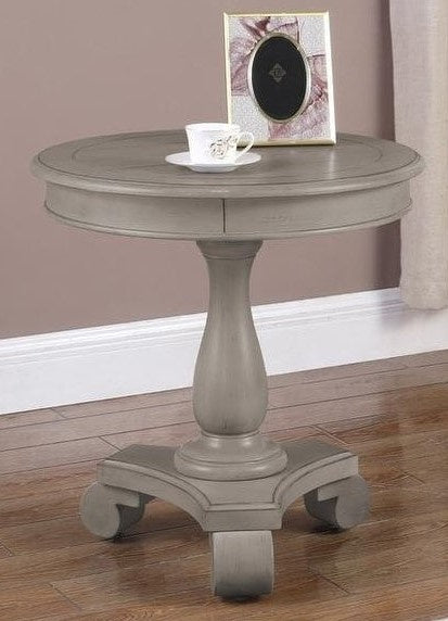 Charity Grey Wood Round End Table