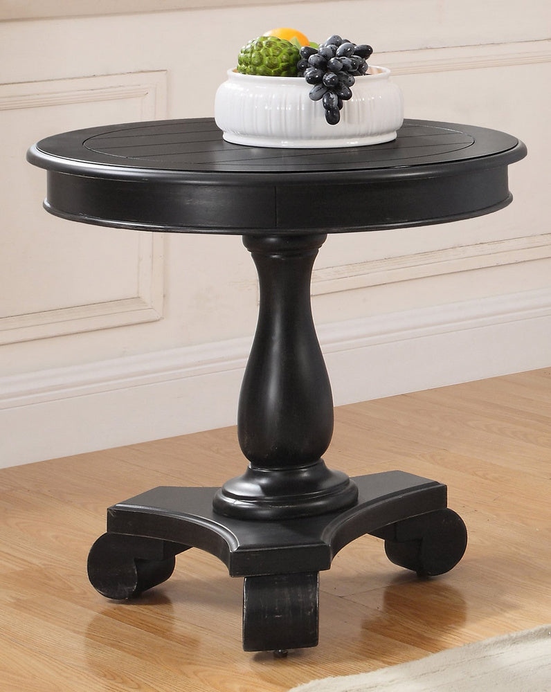 Charity Antique Black Wood Round End Table