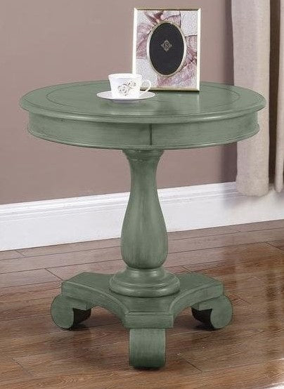 Charity Teal Wood Round End Table