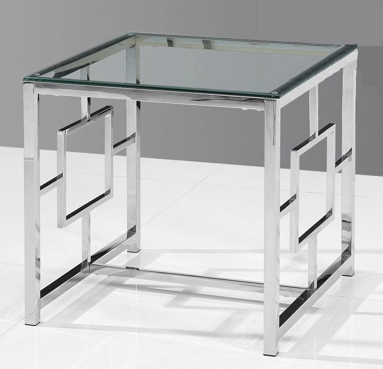 Verity Clear Glass/Steel End Table