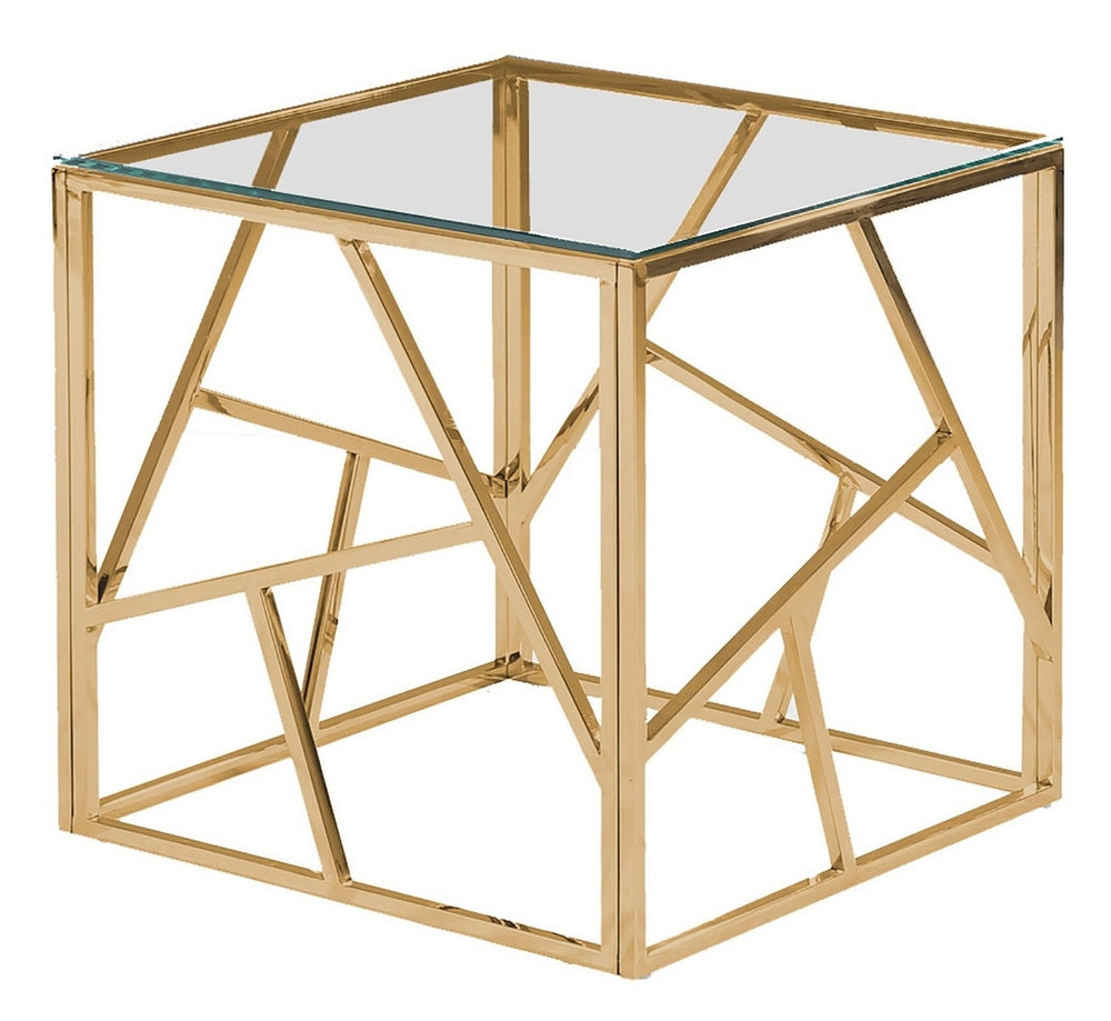 Selma Gold Metal/Clear Glass End Table