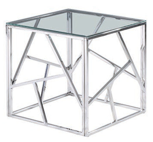 Selma Silver Metal/Clear Glass End Table