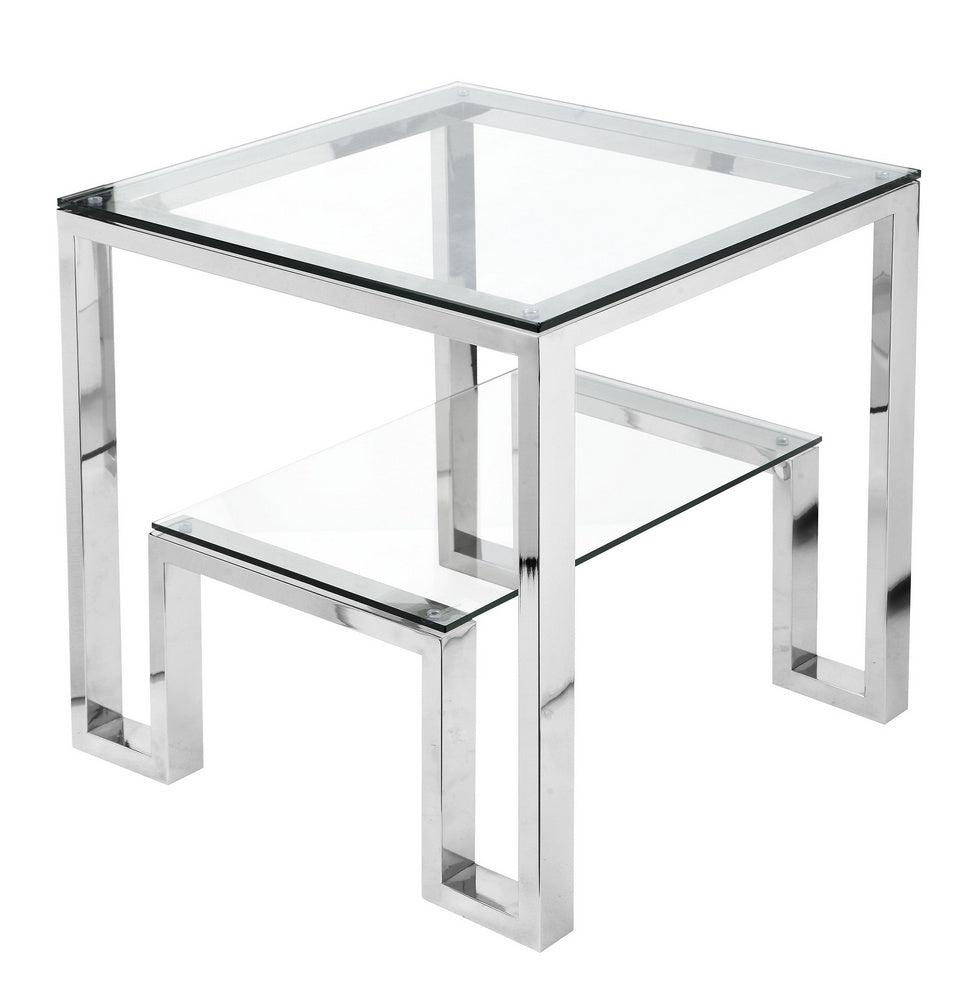 Apolonia Clear Glass/Silver End Table