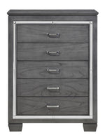 Allura Gray Wood 5-Drawer Chest w/Alligator Embossing