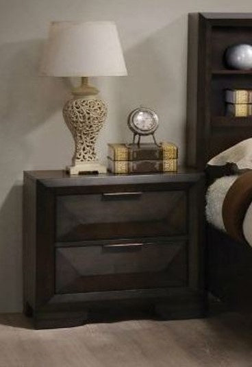 Merveille Espresso Wood Nightstand with 2 Drawers