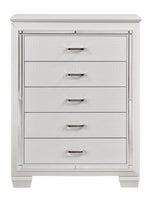 Allura White Wood 5-Drawer Chest w/Alligator Embossing