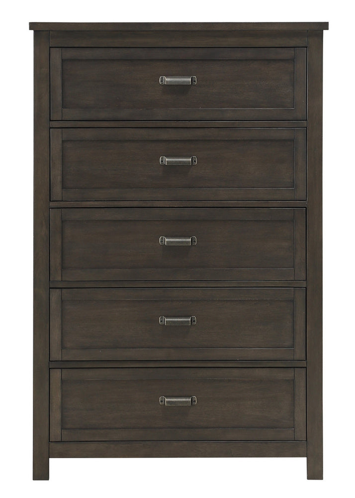 Hebron Dark Cherry Wood 5-Drawer Chest