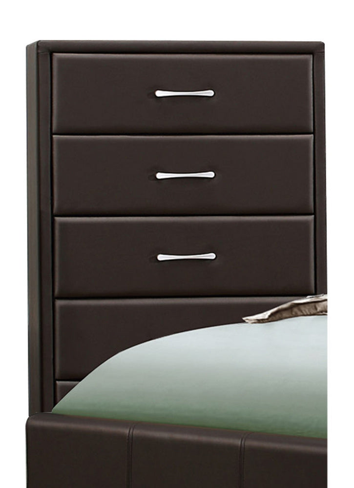 Lorenzi Dark Brown Upholstered Vinyl 5-Drawer Chest