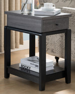 Liana Distressed Grey/Black Wood Chair Side Table