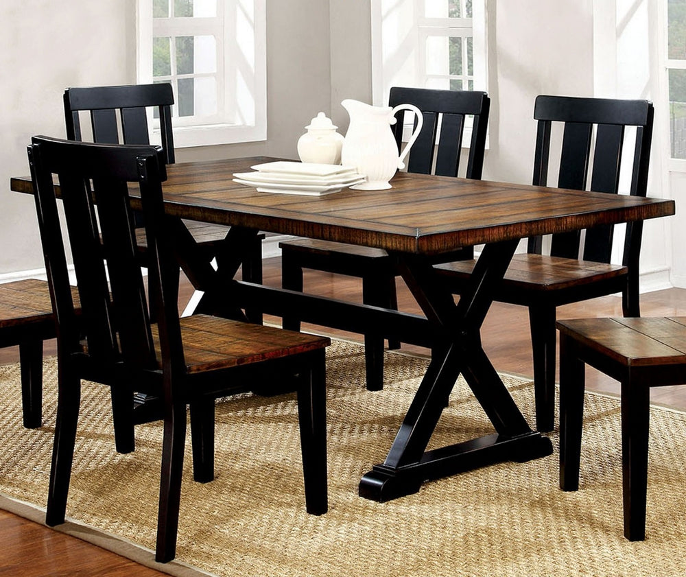 Alana Antique Oak/Black Wood Dining Table