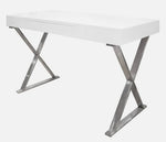 Lessie White Wood/Silver Metal Computer Desk