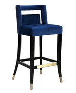 Hart Glam Navy Velvet Bar Stool