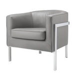 Tiarnan Vintage Gray PU Leather/Chrome Accent Chair