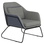 Vinka Grey Linen-Like Fabric/Blue Leatherette Accent Chair