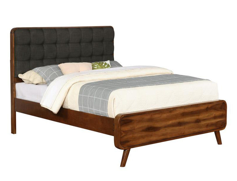 Robyn Dark Walnut King Bed with Tufted Upholstered Headboard