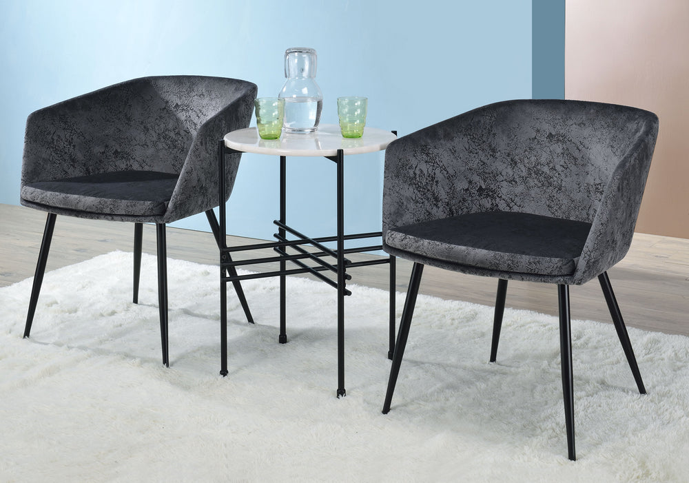 Taigi 3-Pc Gray Velvet/Black Metal Table Set