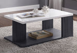 Pancho Gray/White Wood Coffee Table with Bottom Shelf