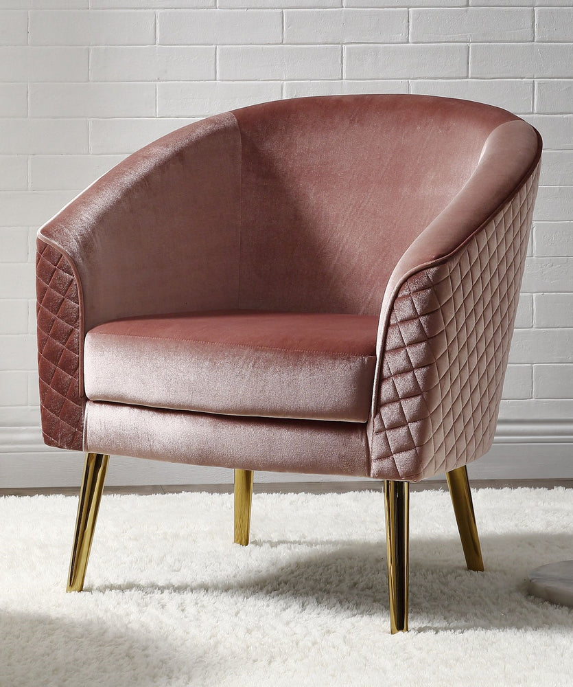 Benny Pink Velvet/Gold Accent Chair