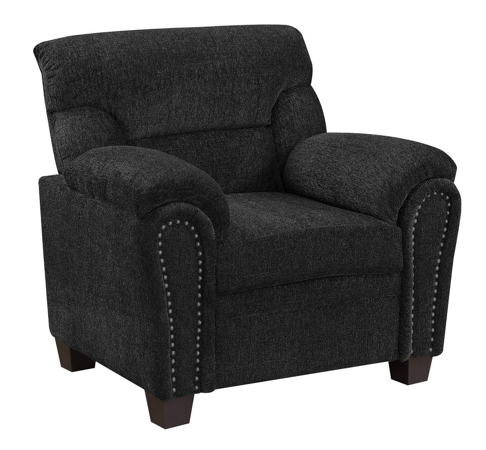 Clemintine Graphite Chenille Chair with Nailhead Trim