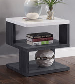 Pancho Gray/White Wood End Table with 2 Bottom Shelves