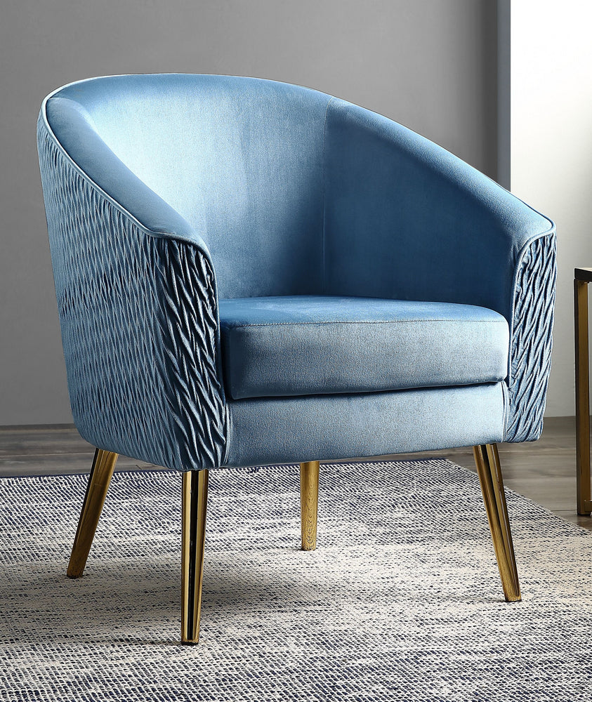 Benny Blue Velvet/Gold Accent Chair – Aetna Stores