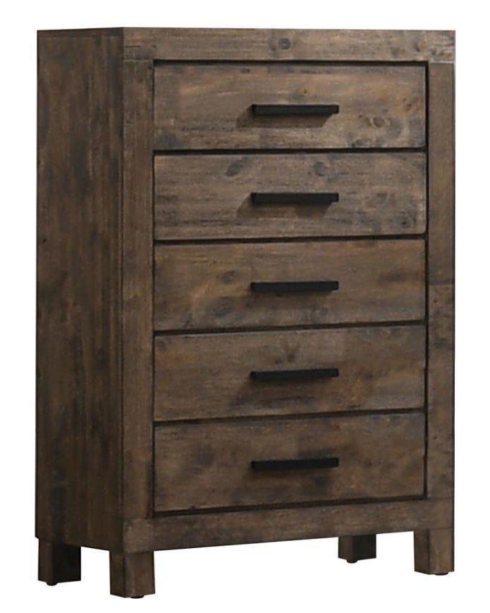 Woodmont Rustic Golden Brown Wood 5-Drawer Chest