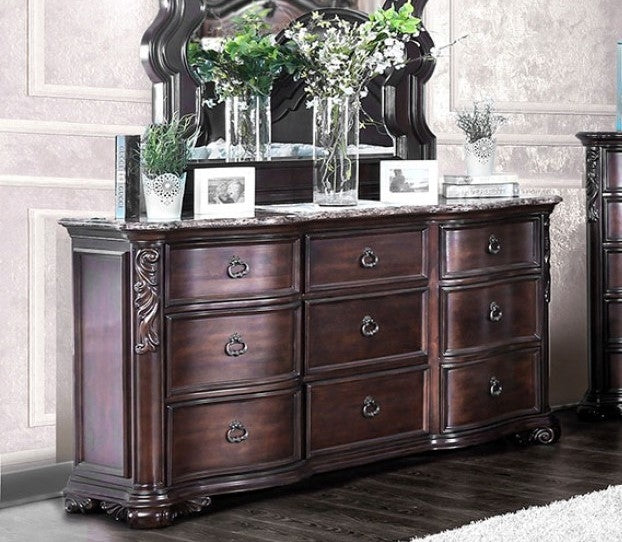 Arcturus Brown Cherry Marble/Wood Dresser