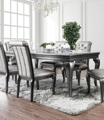 Amina Gray Wood Dining Table w/Glass Inserts