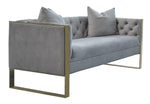 Eastbrook Grey Velvet/Gold Finish Metal Loveseat