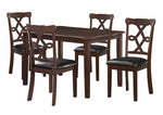 Ingeborg 5-Pc Espresso Wood/Black PU Leather Dining Set