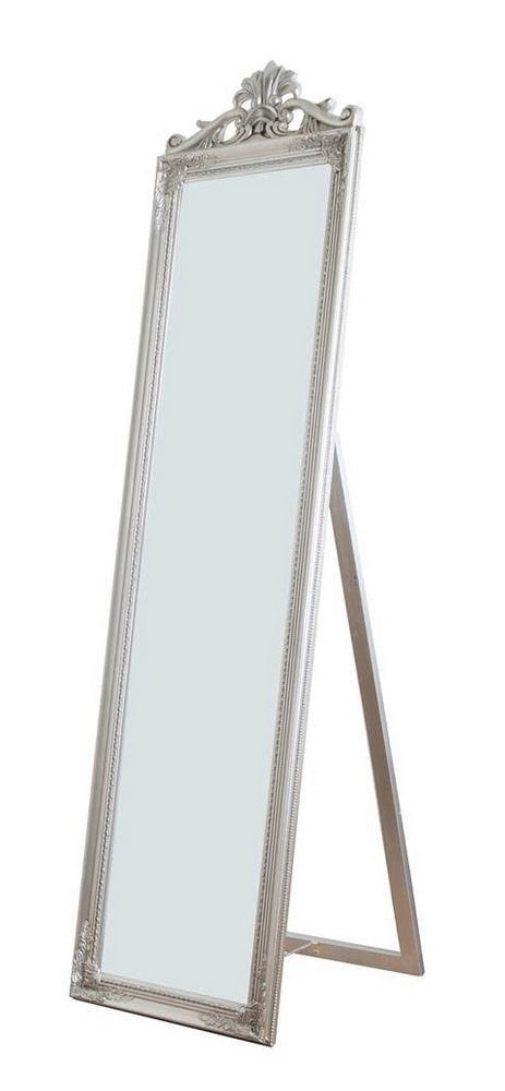 Gisela Silver Wood Floor Mirror