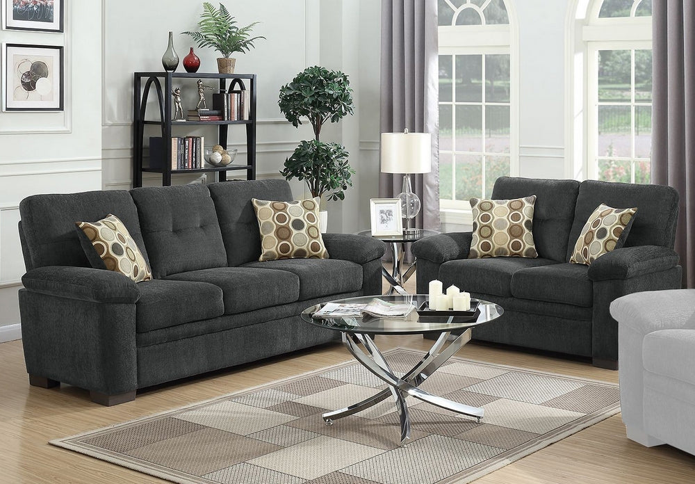 Fairbairn 2-Pc Charcoal Chenille Sofa Set