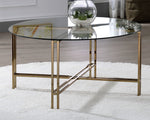 Veises Clear Glass/Champagne Metal Round Coffee Table