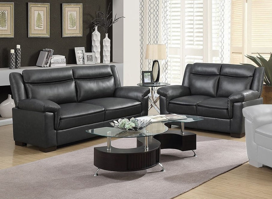 Arabella Contemporary 2-Pc Grey Leatherette Sofa Set