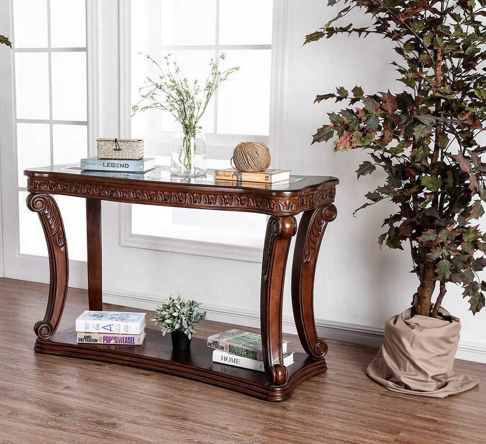 Walworth Dark Oak Wood/Glass Sofa Table