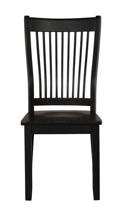 Renske 2 Black Wood Side Chairs with Slatted Backrest