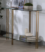 Veises Clear Glass/Champagne Metal Sofa Table