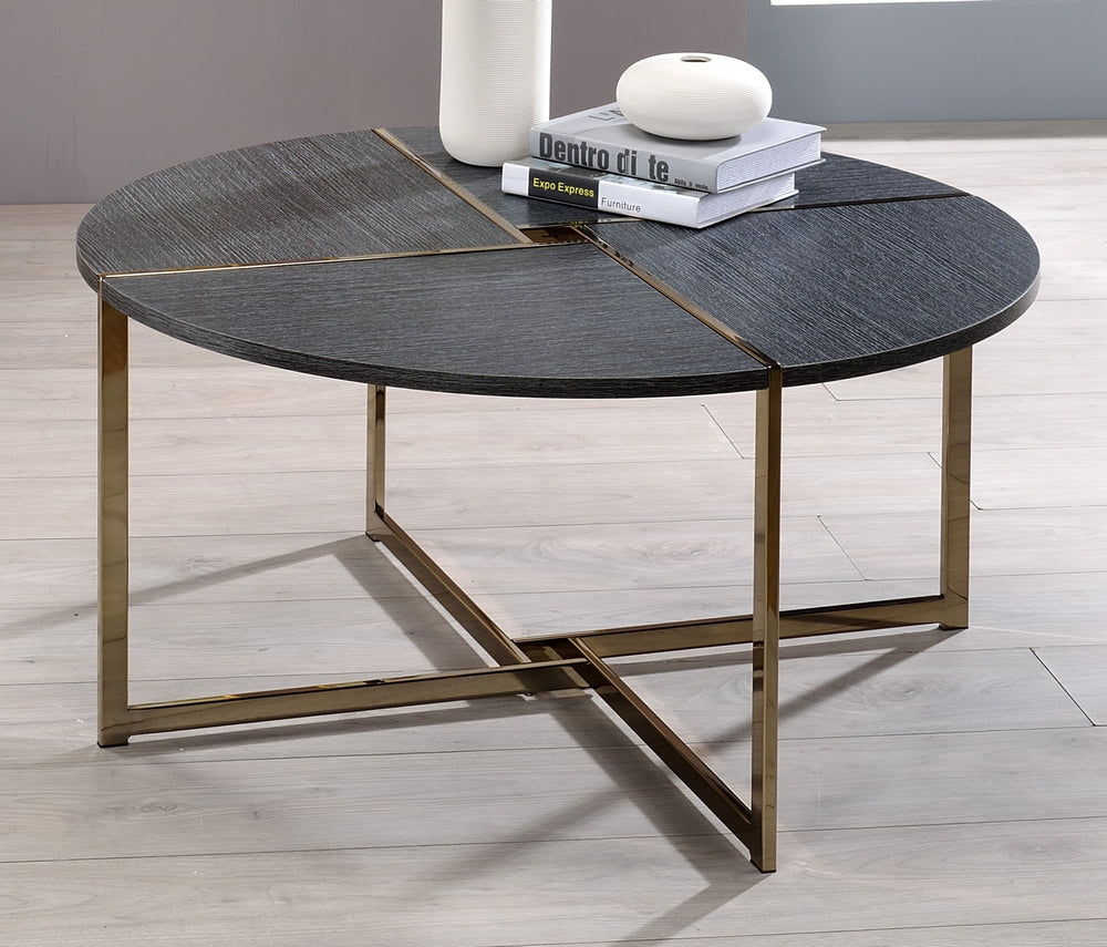 Bromia Black Wood/Champagne Metal Coffee Table