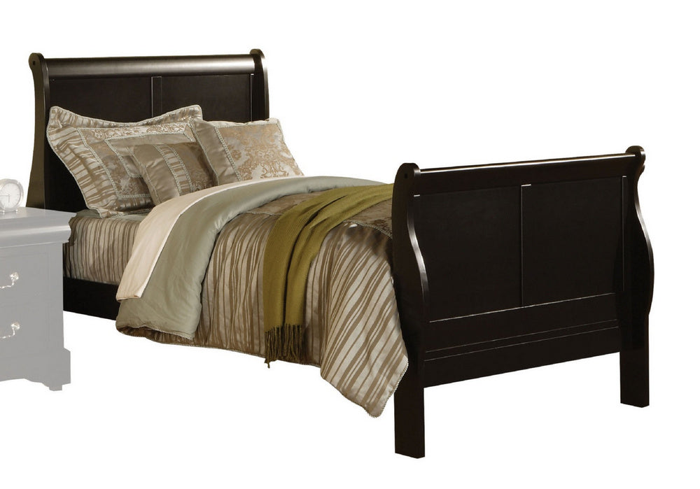 Louis Philippe III Black Wood Full Sleigh Bed