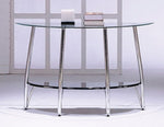 Leone Clear Glass/Black Wood Sofa Table w/Bottom Shelf