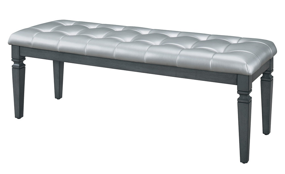 Allura Gray Bi-Cast Vinyl/Wood Dining Bench