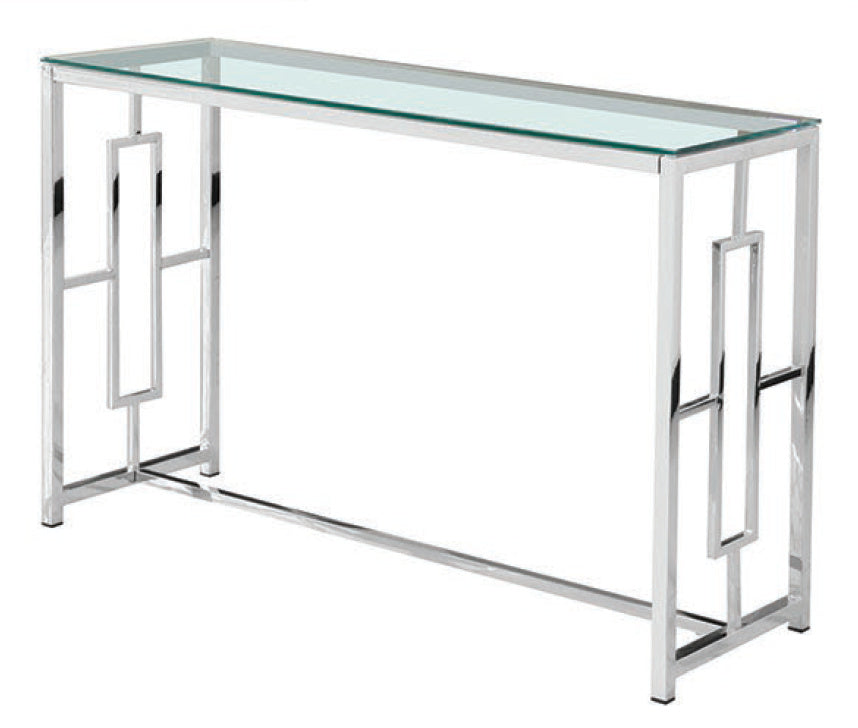 Verity Clear Glass/Steel Sofa Table